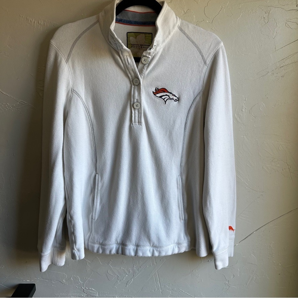 Tommy Bahama White Pullover Hoodie with Denver Broncos Logo